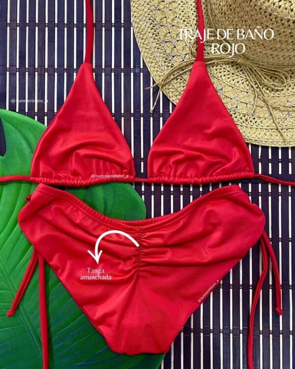 Rojo Arrunchada VESTIDOS TANGA ANCHA ROJO